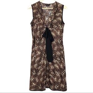 BCBGMaxazria 100% silk animal print sleeveless knee length shift dress size XS